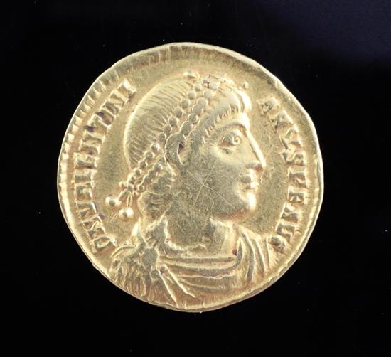 Ancient Roman Imperial coins, Valentinian I gold solidus (364-375 AD), Dia 21mm; 4.3g, GF